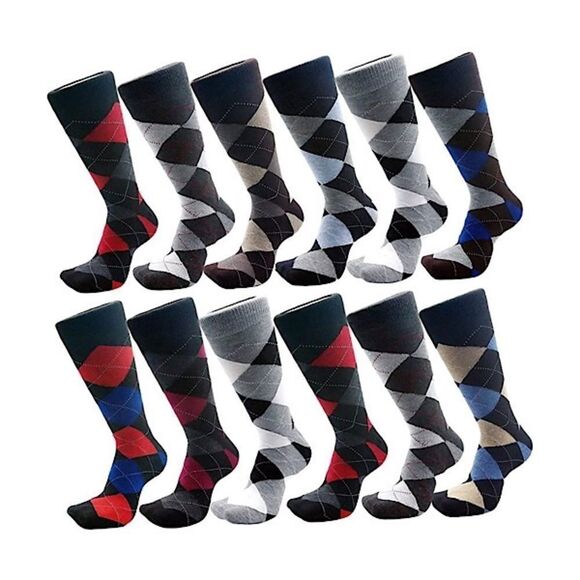 Men Lords Argyle Diamond Multi Color Dress Socks (3 pairs) - Picture 13 of 15